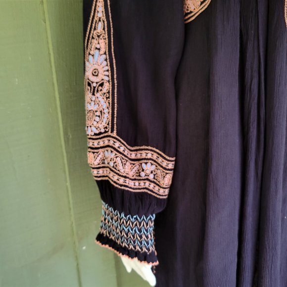 FREE PEOPLE Wind Willow Embroidery Dress Medium M Boho - Picture 4 of 6